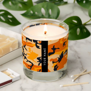 Orange Camouflage Your name Personalize Scented Candle