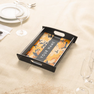 Orange Camouflage Your name Personalize Serving Tray