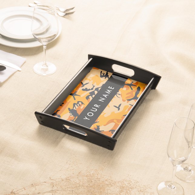 Orange Camouflage Your name Personalize Serving Tray (Front)