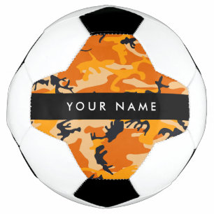 Orange Camouflage Your name Personalize Soccer Ball