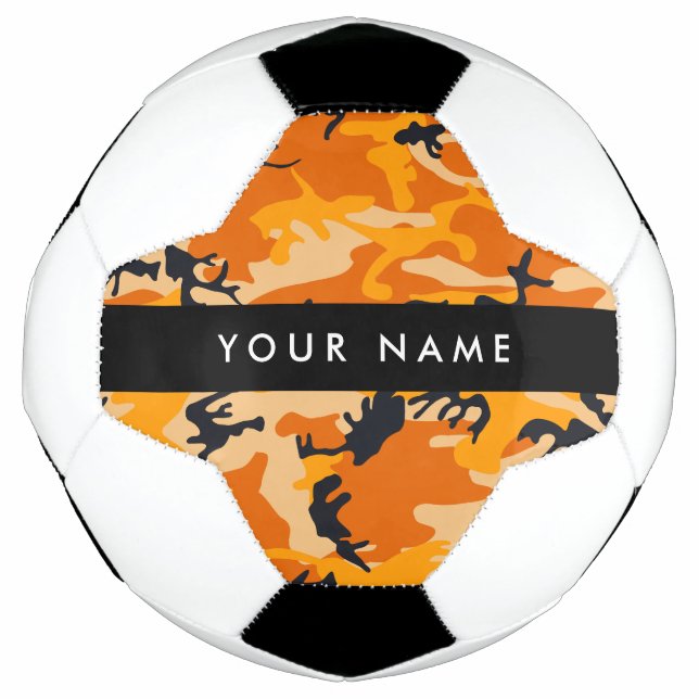 Orange Camouflage Your name Personalize Soccer Ball (Front)