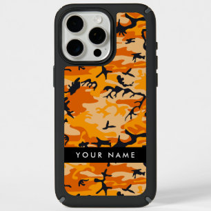 Orange Camouflage Your name Personalize iPhone 15 Pro Max Case