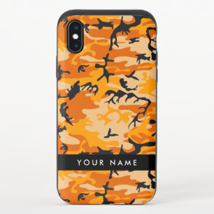 Orange Camouflage Your name Personalize iPhone XS Slider Case