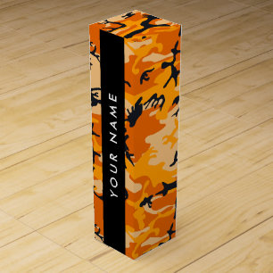 Orange Camouflage Your name Personalize Wine Box