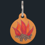 Orange Campfire Camp Fire Flames Logs Camping Pet ID Tag<br><div class="desc">Pet tag design features an original illustration of a flaming orange and red campfire. Just personalize with the name of your dog or cat. Lots of coordinating pet products are also available from this shop! Don't see exactly what you're looking for? Contact Rebecca to have a product customized just for...</div>