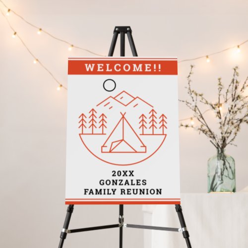 Orange Camping Line Art _ Family Reunion Foam Board