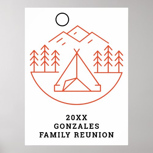 Orange Camping Line Art _ Family Reunion Poster