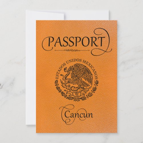 Orange Cancun Passport Save the Date Card