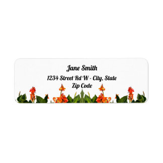 Orange Canna Lilies And Leaves Return Address Label