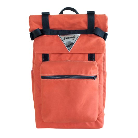 Orange Canvas Roll Top Backpack w/ Laptop Sleeve  (Back)