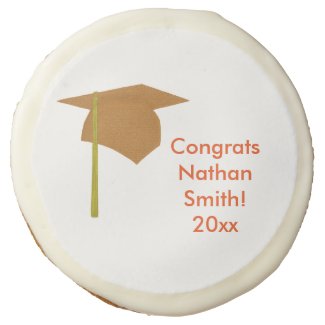 Orange Cap, Yellow Tassel Personalized Graduation Sugar Cookie