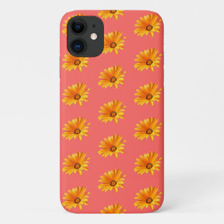 Orange Cape Daisy, Coral Background iPhone 11 Case