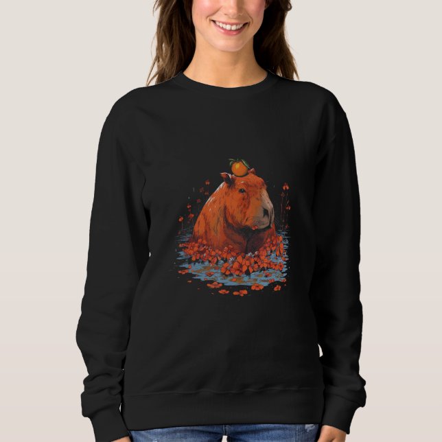 Orange Capybara Water Vex Fun Playful Animal Sweatshirt (Front)