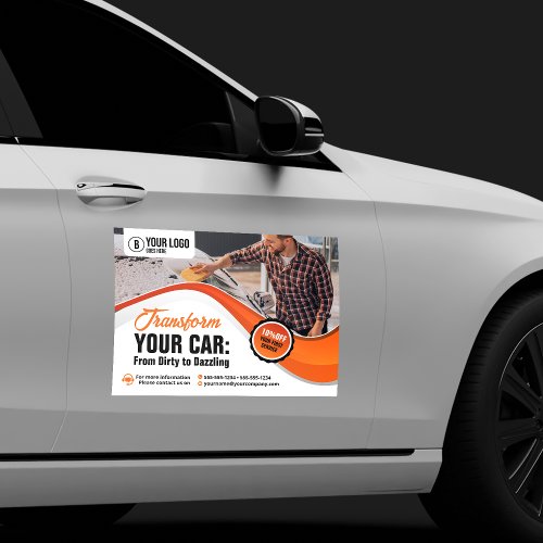 Orange Car Washing Waxing Auto Detailing Service Car Magnet