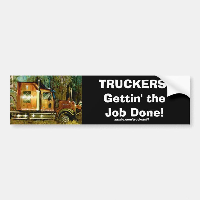 ORANGE CARGO TRUCK BIG RIG TRUCKERS Bumper Sticker (Front)