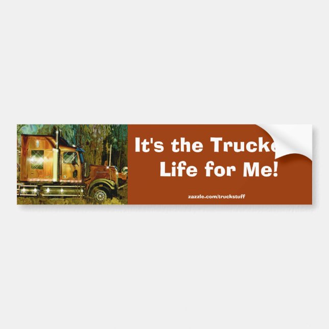 ORANGE CARGO TRUCK BIG RIG TRUCKERS Bumper Sticker (Front)
