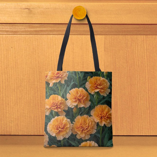Orange Carnations Image No. 2 Tote Bag (Tote bag with orange carnations)