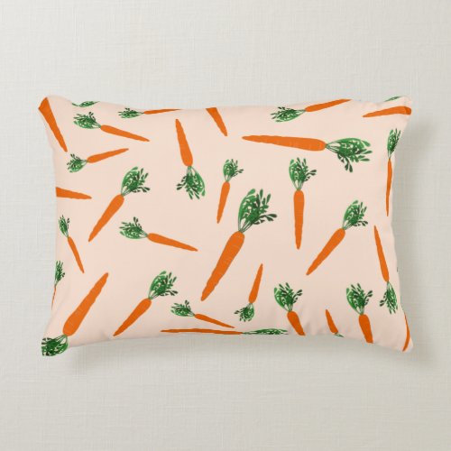 Orange Carrot Pattern Accent Pillow