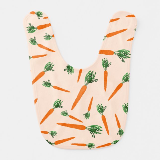 Orange Carrot Pattern Baby Bib (Front)