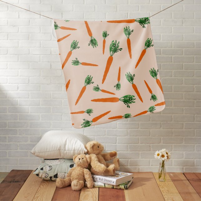 Orange Carrot Pattern Baby Blanket (In Situ)