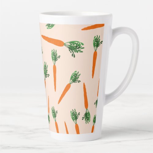 Orange Carrot Pattern Latte Mug