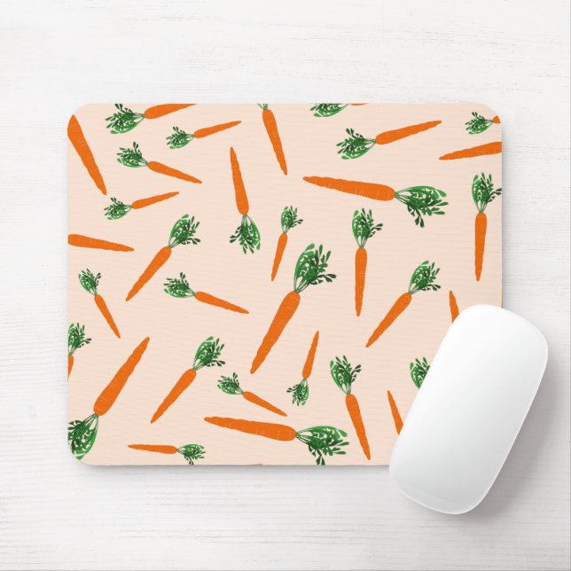Orange Carrot Pattern Mouse Pad (With Mouse)
