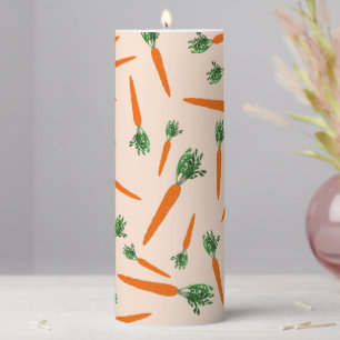 Orange Carrot Pattern Pillar Candle