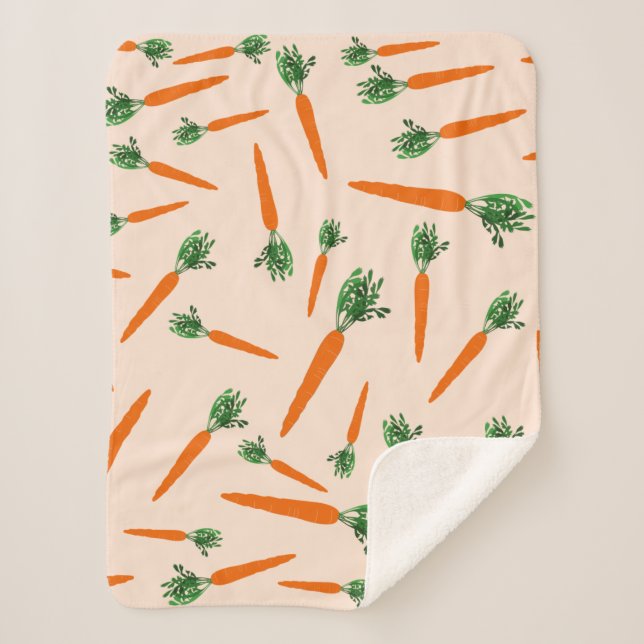 Orange Carrot Pattern Sherpa Blanket (Front)