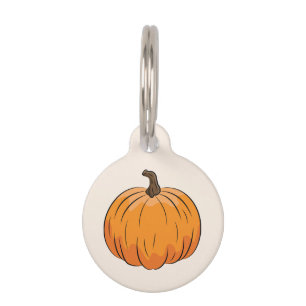Orange Cartoon Autumn Pumpkin Illustration Pet ID Tag
