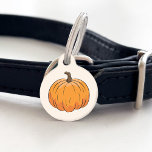 Orange Cartoon Autumn Pumpkin Illustration Pet ID Tag<br><div class="desc">Destei's cartoon illustration of an orange color pumpkin. There are personalizable text areas for a name and phone number on the other side.</div>