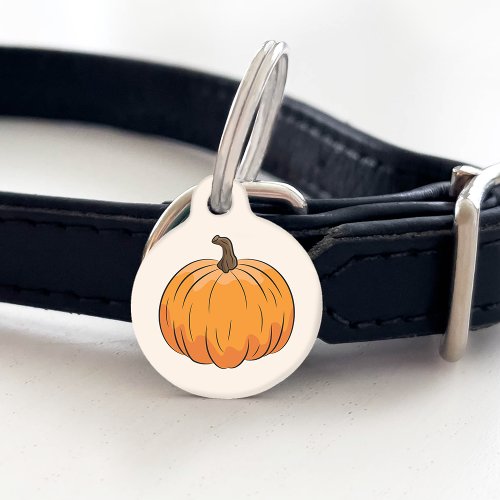 Orange Cartoon Autumn Pumpkin Illustration Pet ID Tag