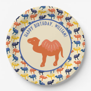 Orange Cartoon Camel Birthday Party Personalized Paper Plates