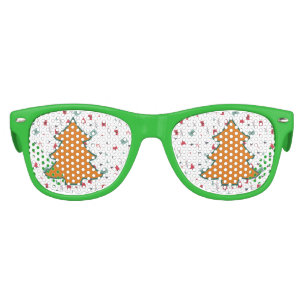Orange Cartoon Christmas Tree Aviator Sunglasses