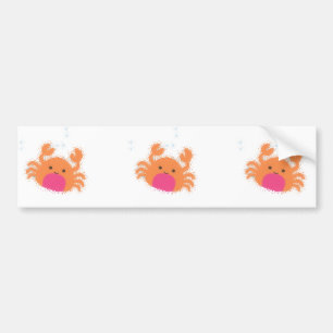 Orange Cartoon Crab Bumper Sticker