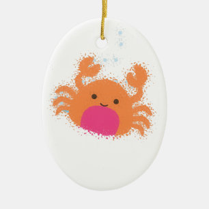 Orange Cartoon Crab Ceramic Ornament