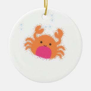 Orange Cartoon Crab Ceramic Ornament