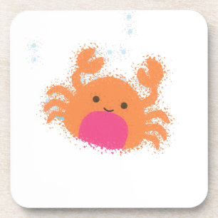 Orange Cartoon Crab Drink Coaster