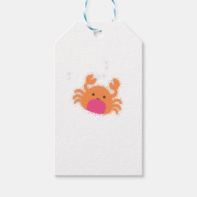 Orange Cartoon Crab Gift Tags (Front)