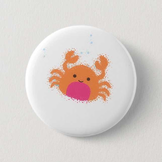 Orange Cartoon Crab Pinback Button (Front)
