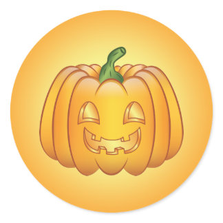 Orange Cartoon Halloween Pumpkin Classic Round Sticker