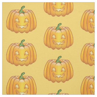 Orange Cartoon Halloween Pumpkin Pattern Fabric