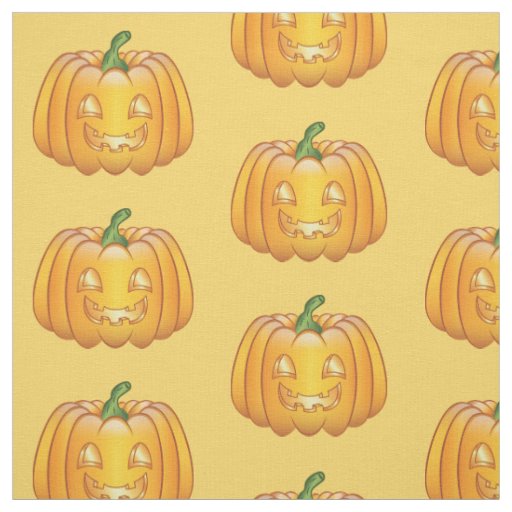 Orange Cartoon Halloween Pumpkin Pattern Fabric