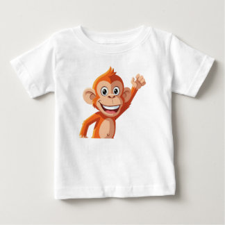 Orange Cartoon Monkey Character Waving Baby T-Shirt