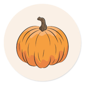 Orange Cartoon Pumpkin Illustration Classic Round Sticker