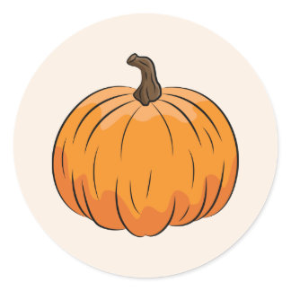 Orange Cartoon Pumpkin Illustration Classic Round Sticker