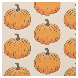 Orange Cartoon Pumpkin Illustration Fabric