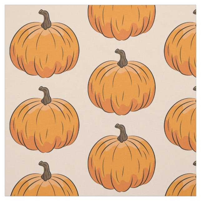 Orange Cartoon Pumpkin Illustration Fabric (Swatch)