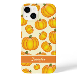 Orange Cartoon Pumpkin Pattern &  Custom Name Case-Mate iPhone 14 Case