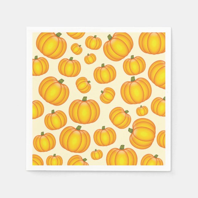 Orange Cartoon Pumpkin Pattern Napkins (Front)