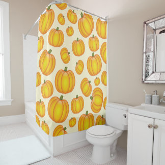 Orange Cartoon Pumpkin Pattern Shower Curtain